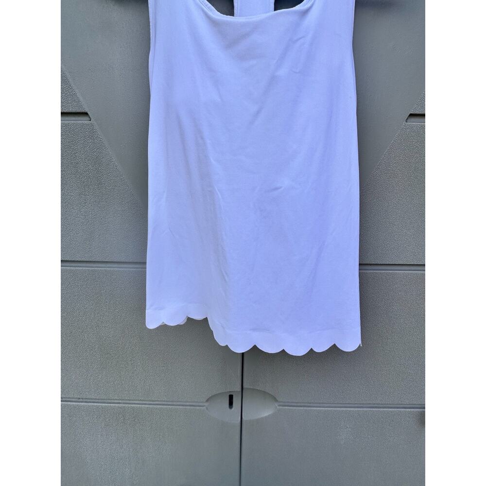 Lily Pulitzer Luxletic White Racerback Tank Top Scalloped Hem Sz L Activewear - Picture 7 of 12